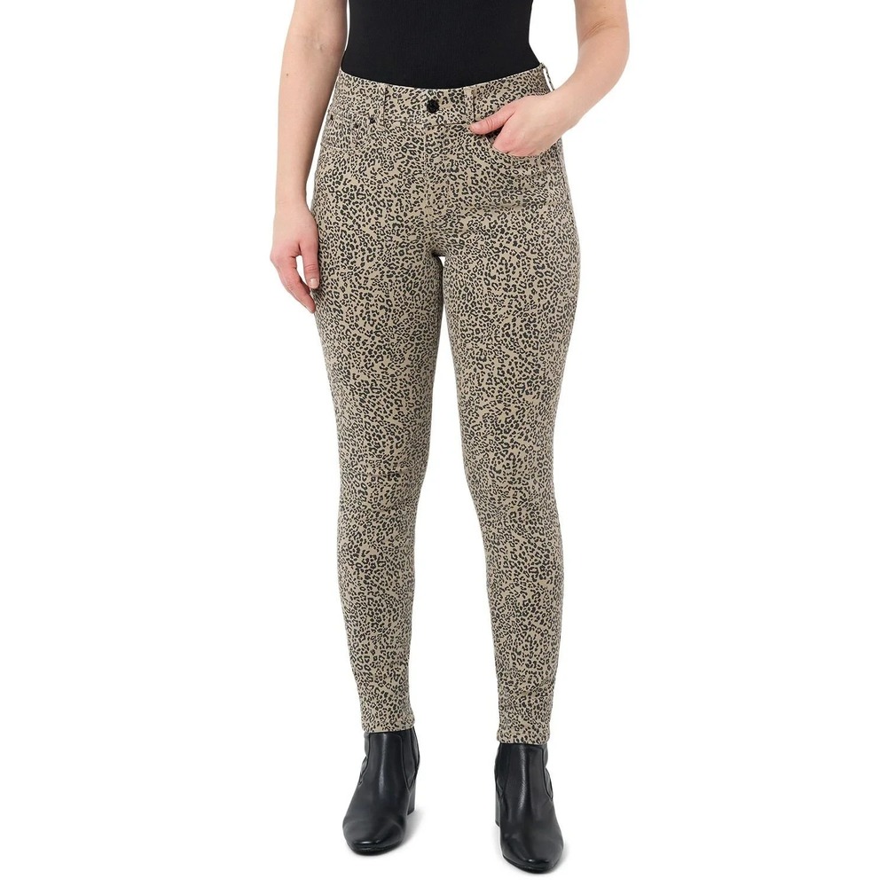 Seven7 Womens Tummyless Skinny Jean Leopard Animal Print Size 16 High Rise